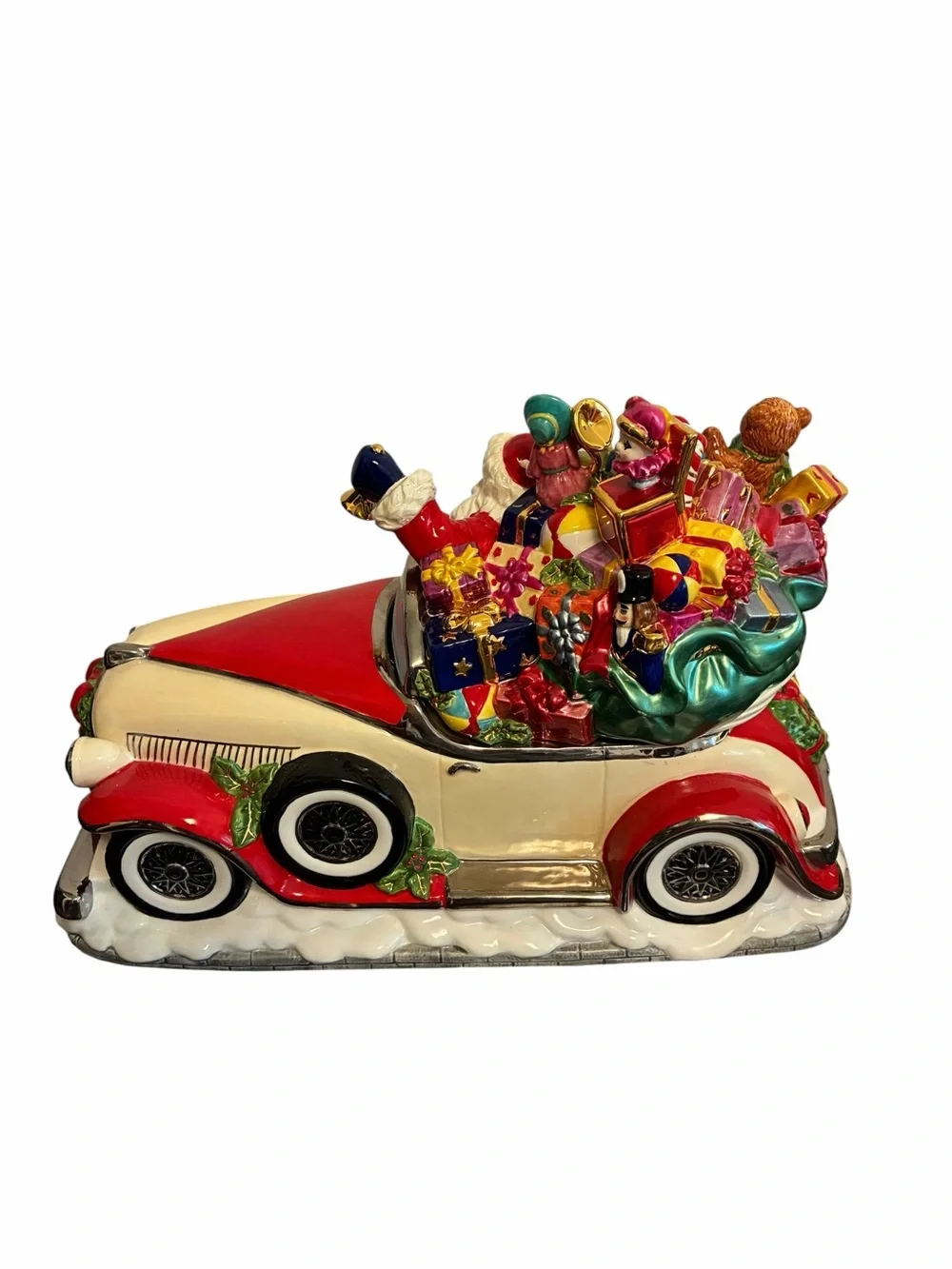 Christopher Radko Santa Rolls in Centerpiece Cookie Jar Vintage Collectible